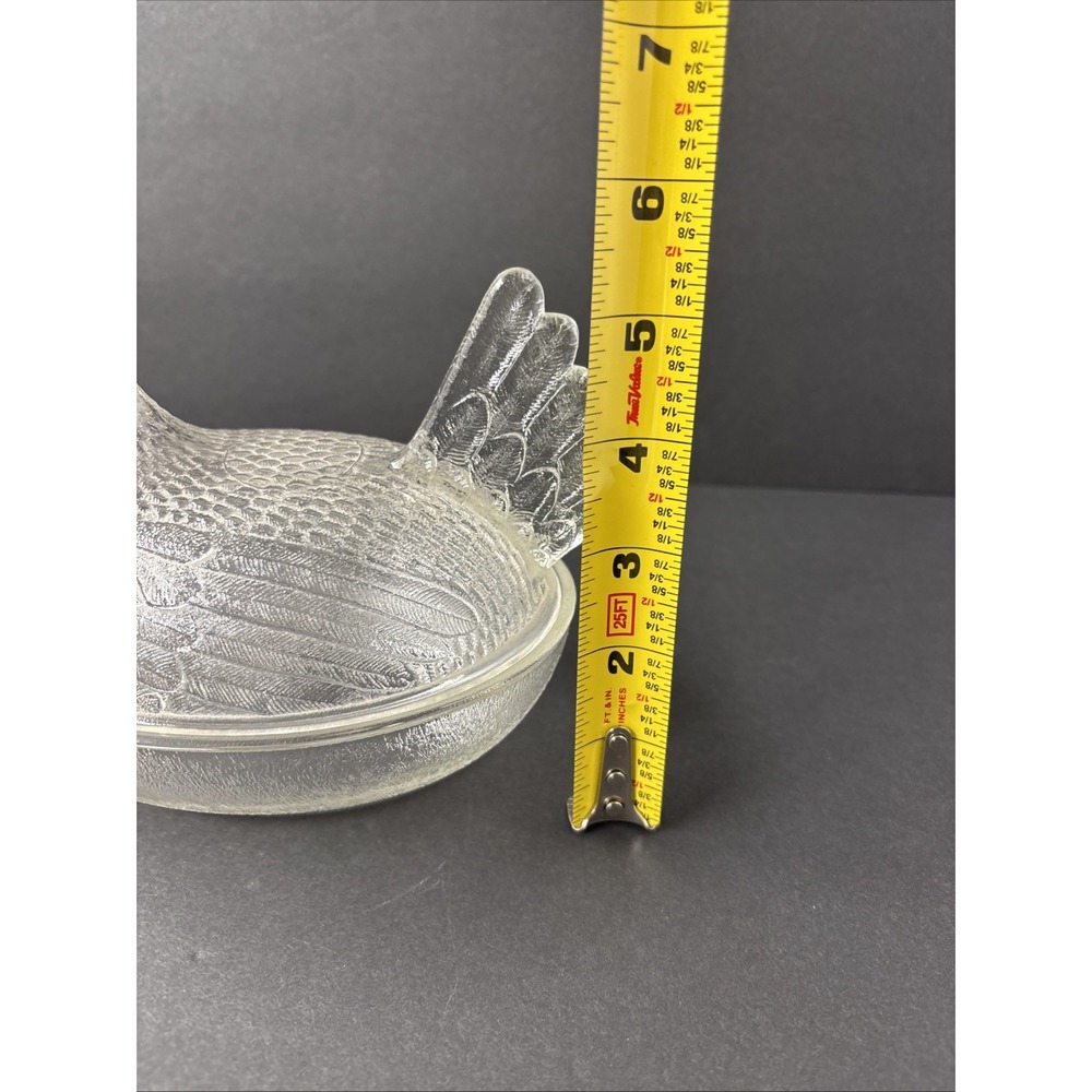 VTG Indiana Glass Clear Hen On Nest Chicken Candy Trinket Covered Dish Farmhouse - Picture 14 of 16
